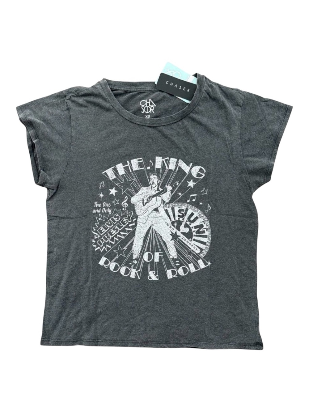 Chaser NWT Elvis Presley Sun Records King of Rock Graphic Tee Black XS